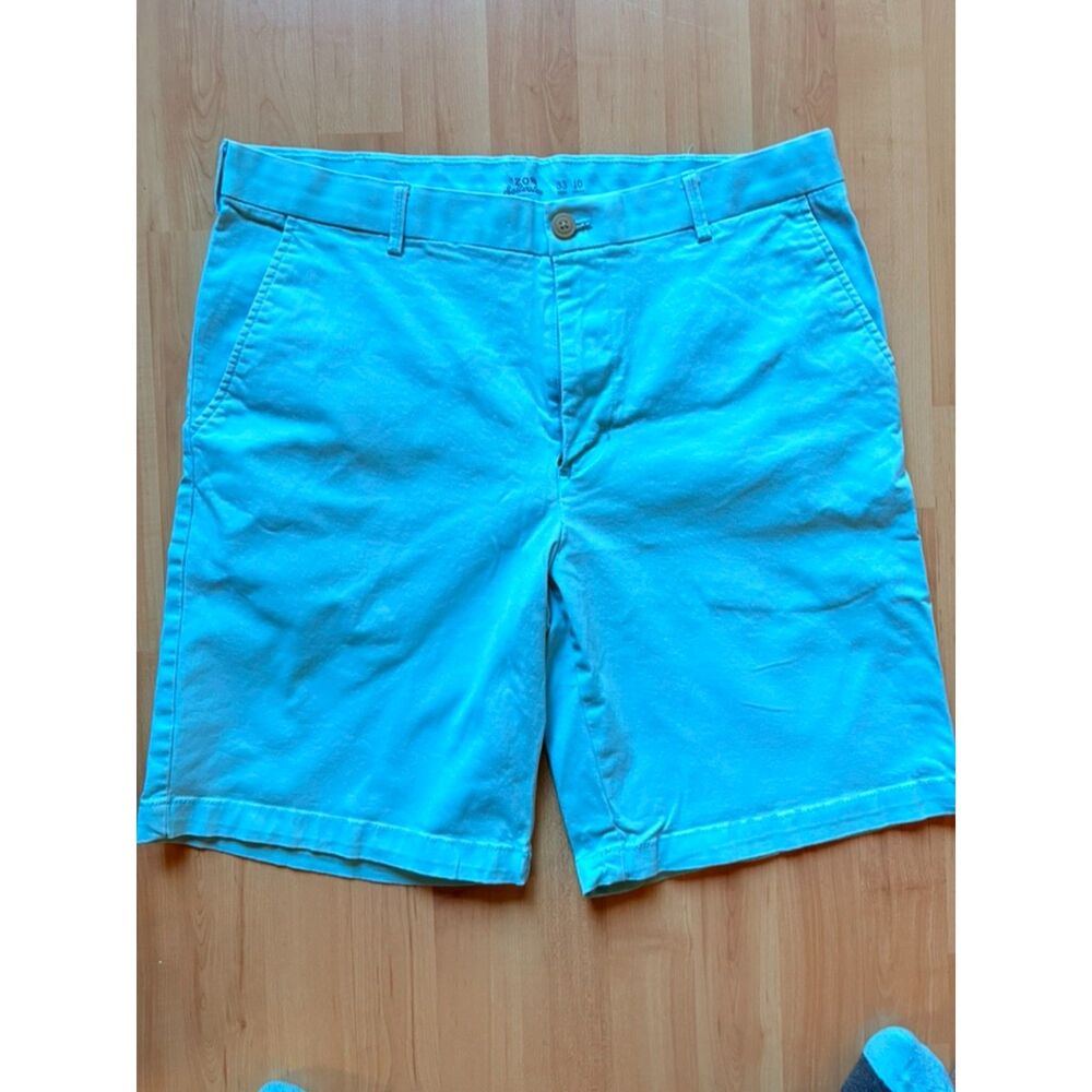 Mens Izod Saltwater Shorts Size 33 Blue Flat Front Preppy High-Rise